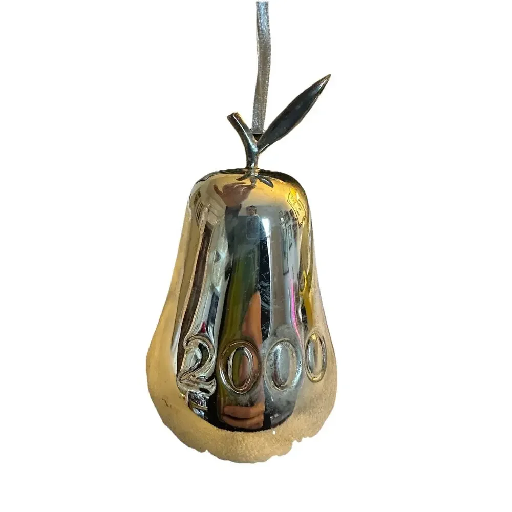 NIB NOS Vintage Pottery Barn Year 2000 Millenium Silver Pear Ornament